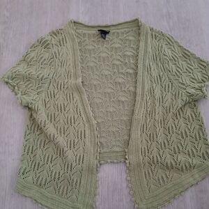 Lane Bryant Plus Size 26/28 Women's Lime Green Open Knit Cardigan Sweater